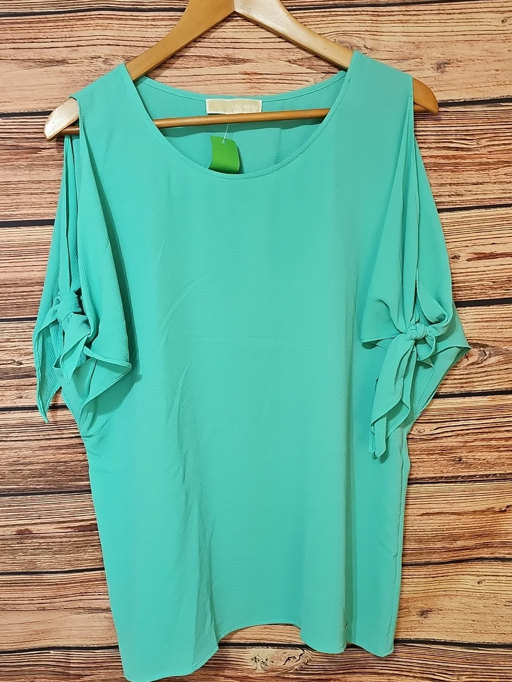 Michael Kors Aqua Cold-Shoulder Tie Sleeve Blouse